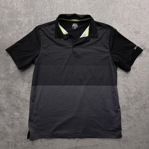 Slazenger Golf Polo Shirt Mens Large Black Geometric Short Sleeve Performance